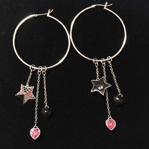 Swarovski star and hearts hoop earrings